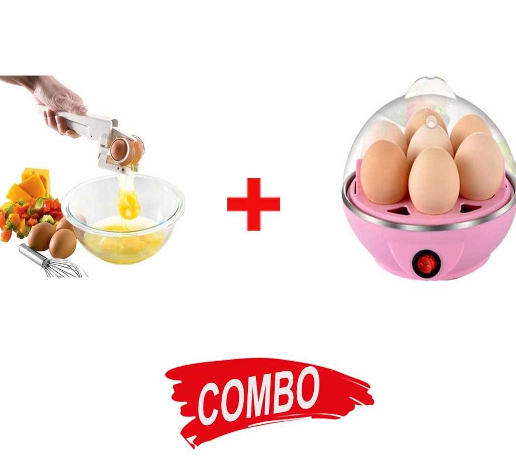 Electric egg boiler and fryer pan+Egg Cracker - Combo Offer