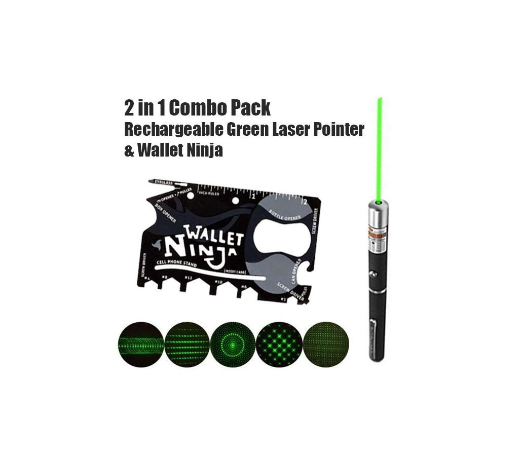 Rechargeable Green Laser Pointer with Wallet Ninja