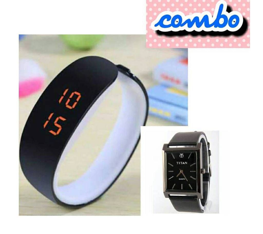Gents LED Wrist Watch and TITAN Gents Watch Combo