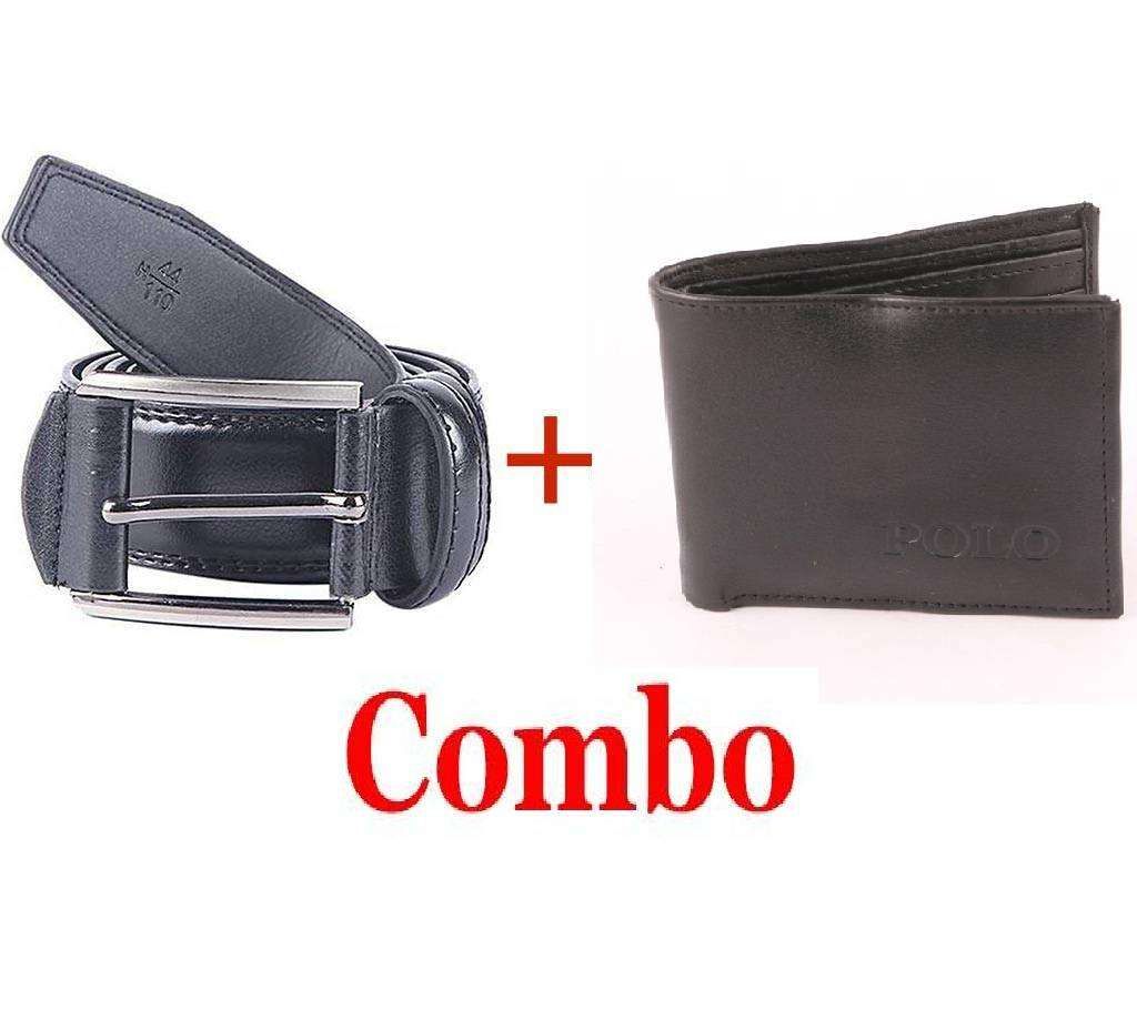 Menz Mixed Leather Belt + Leather Wallet for Men Combo Offer