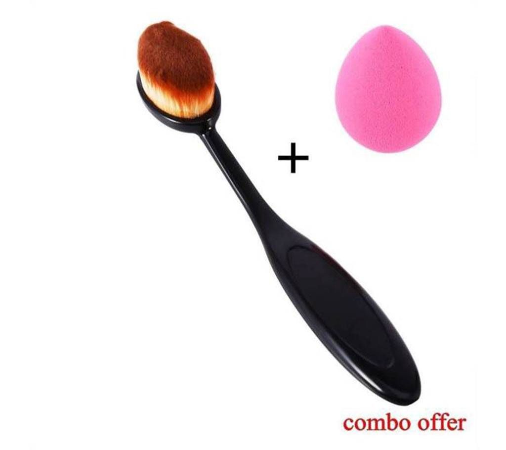 Cosmetic Foundation Cream Makeup Brush Oval Powder Puff Set combo offer