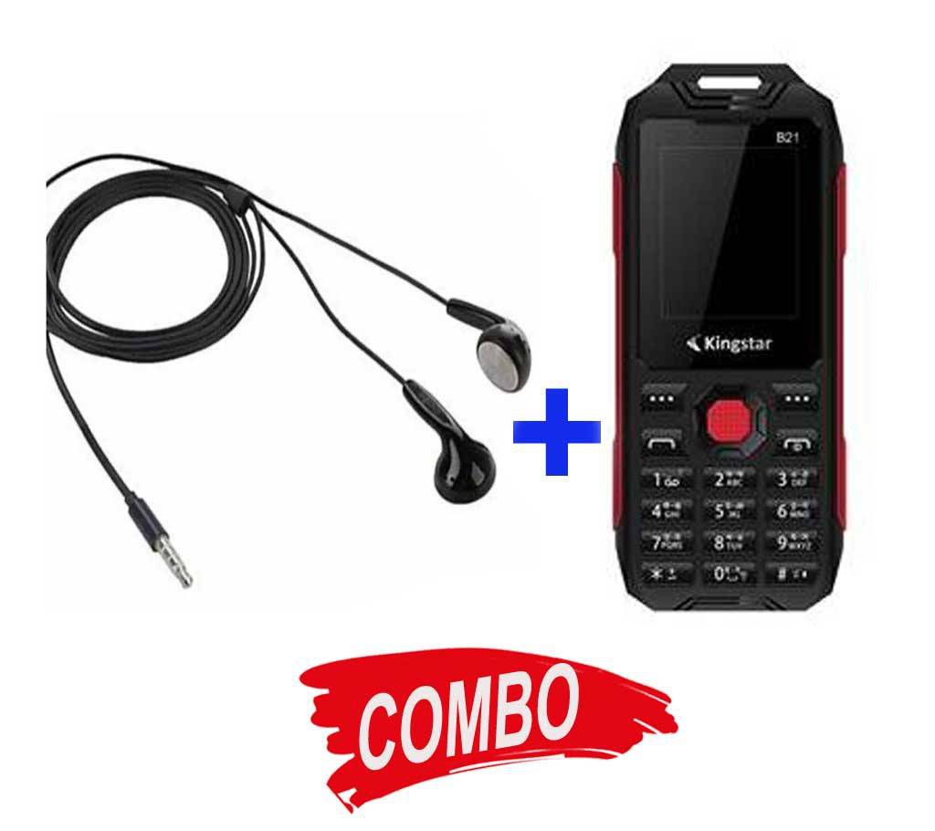 Kingstar B21 Feature Phone+XRT InEar Earphone Combo