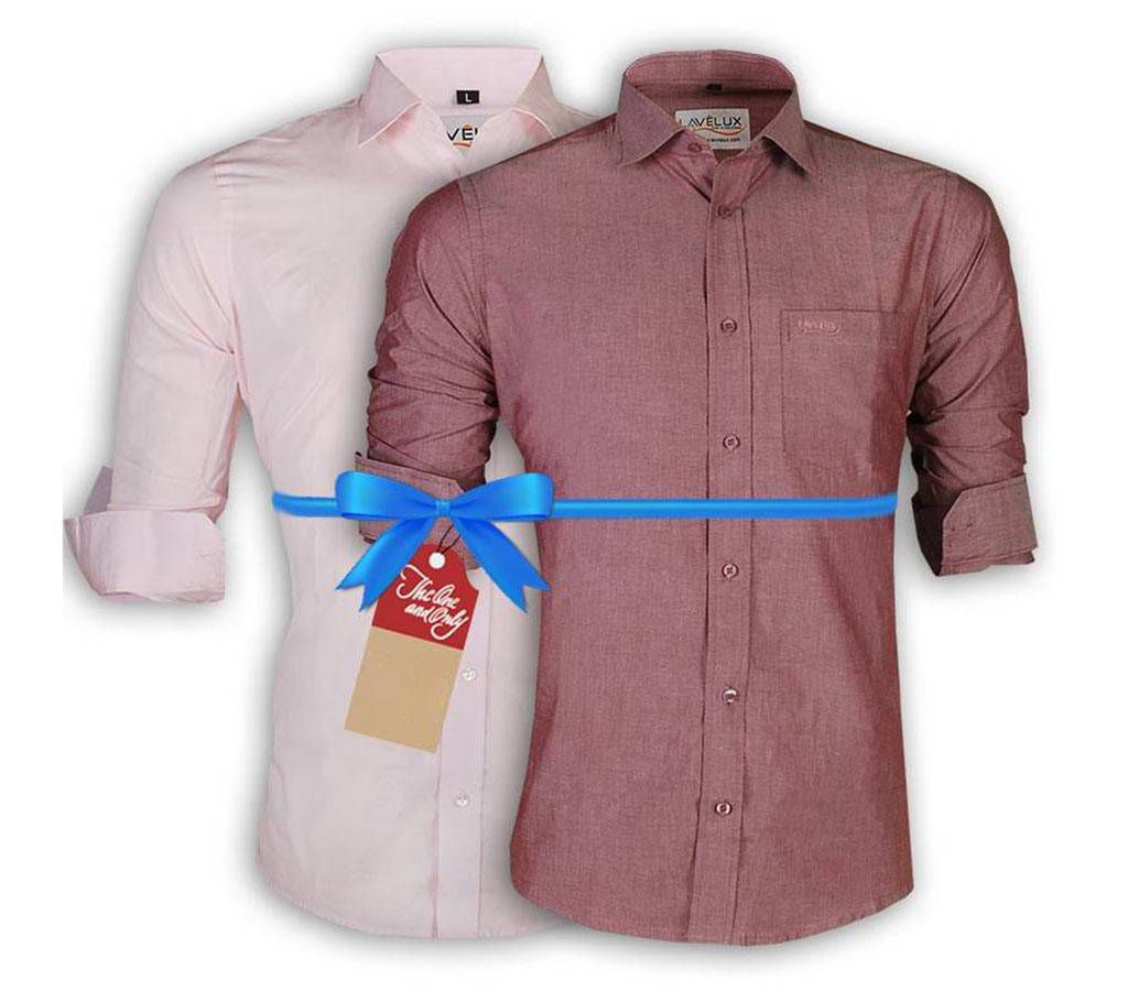 Gents slim cotton formal shirt 2 piece combo offer