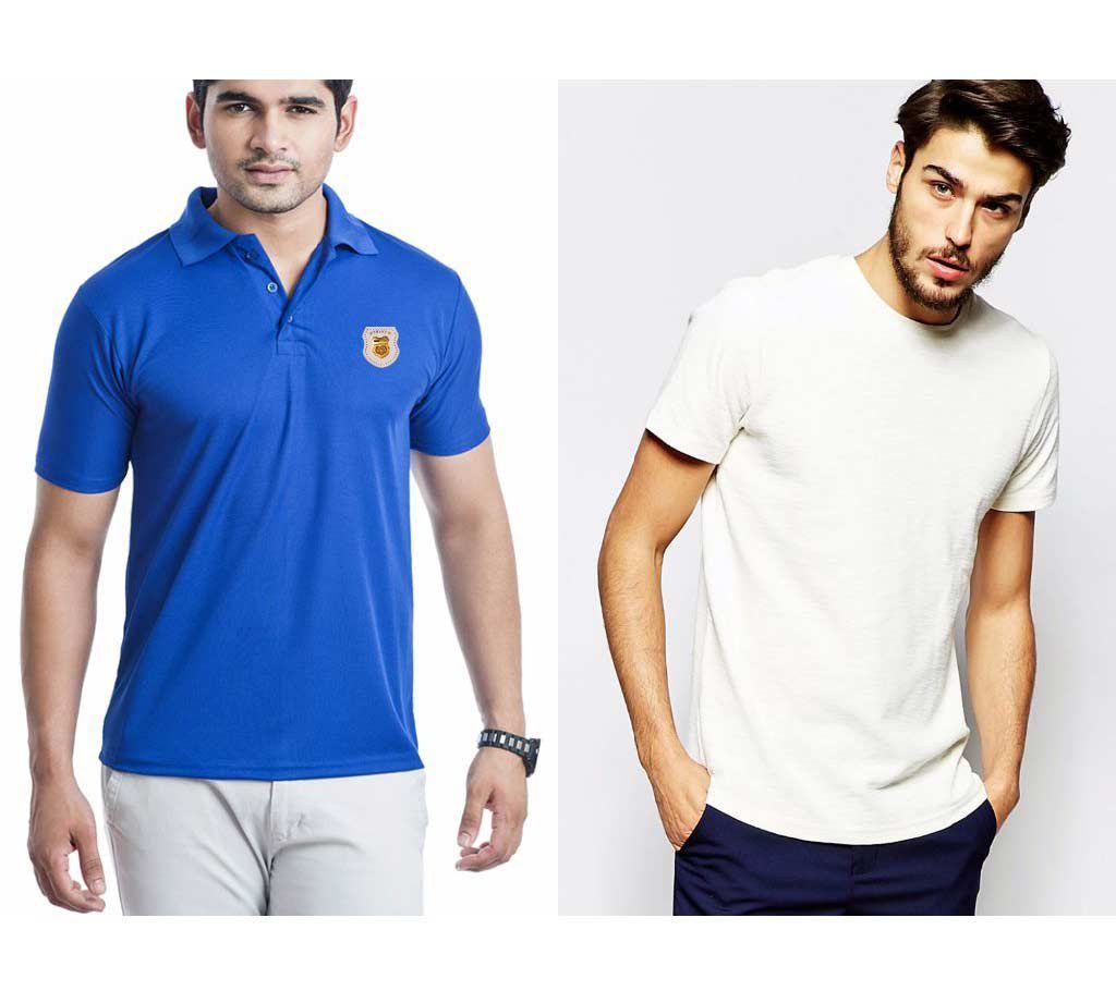 Gents short sleeve polo shirt+t-shirt combo offer 