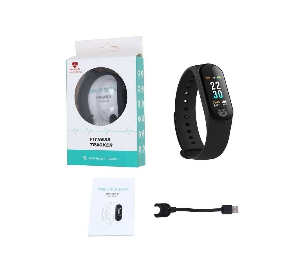 NEW M3 PLUS OLED WATERPROOF SMART BAND HEART RATE - BLACK