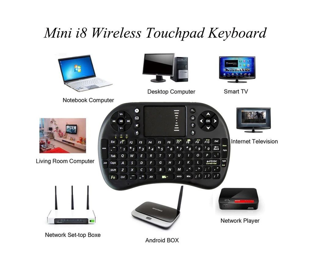 Air mouse backlit mini keyboard touchpad