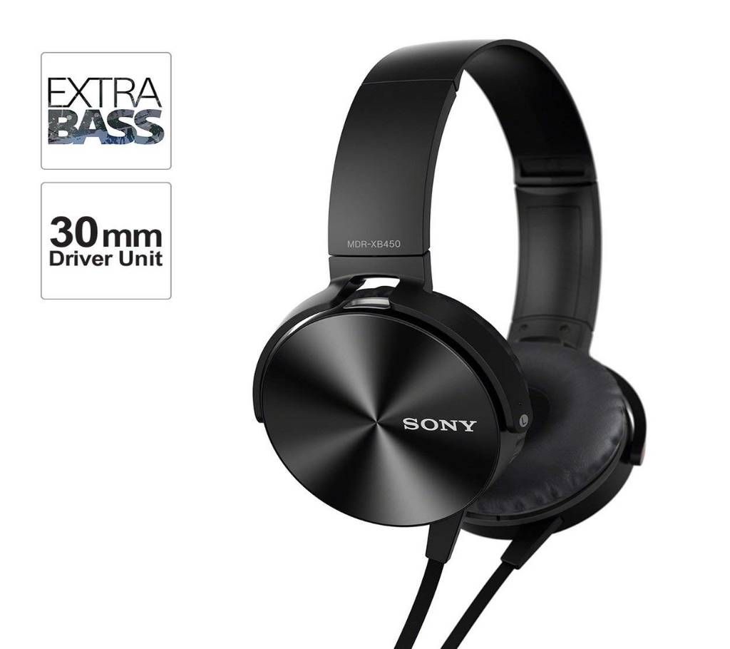 Sony Extra Bass MDR-XB450AP On-Ear Headphones with Mic (Black)