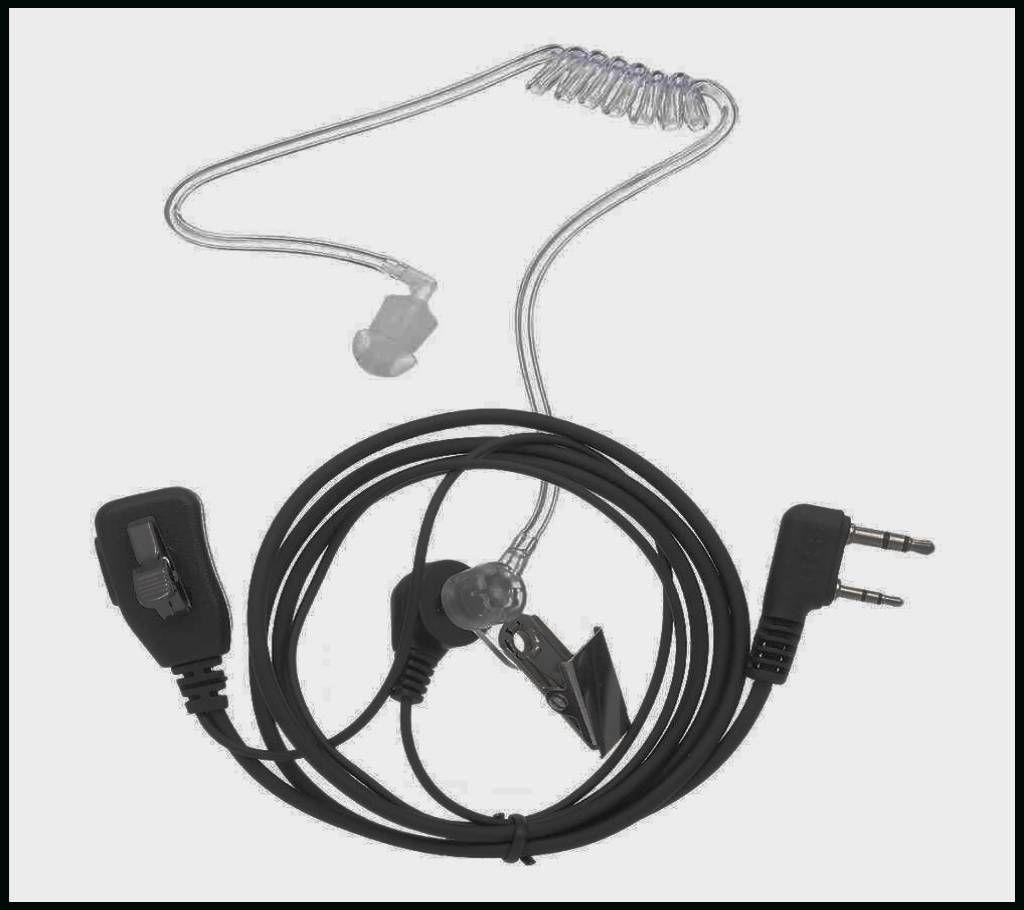 Walkie Acoustic Tube Earpiece 2 Pin PTT Transparent Headset