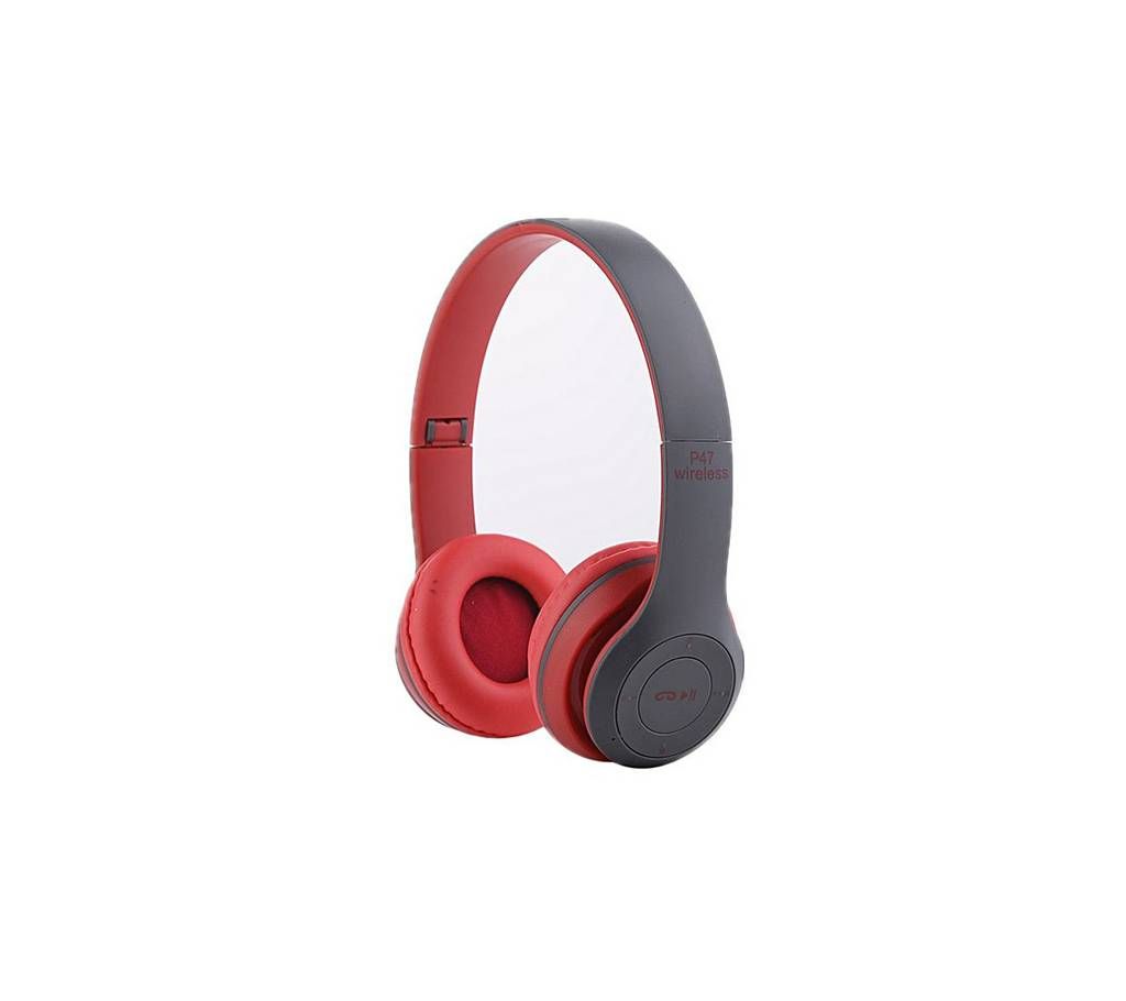 P47 - Wireless Bluetooth Headphone With SD card slot - Red