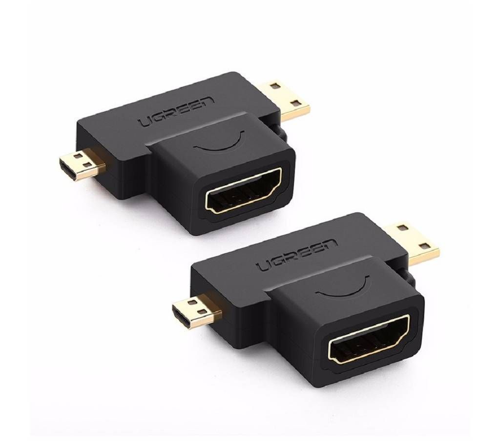 Micro HDMI + Mini HDMI Male to HDMI Female Adapter