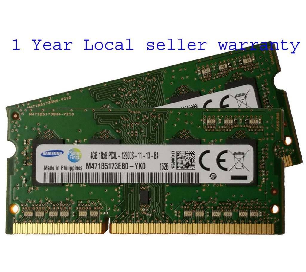 Samsung original 4GB ( 1 x 4GB ), 204-pin SODIMM, DDR3 PC3L-12800, ram memory module for laptop ( M471B5173DB0-YK0 )