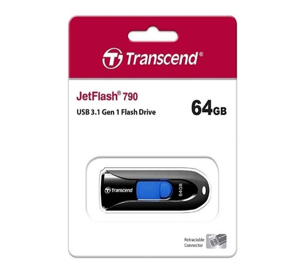 Transcend 64GB JetFlash 790 USB 3.0 Flash Drive- Black