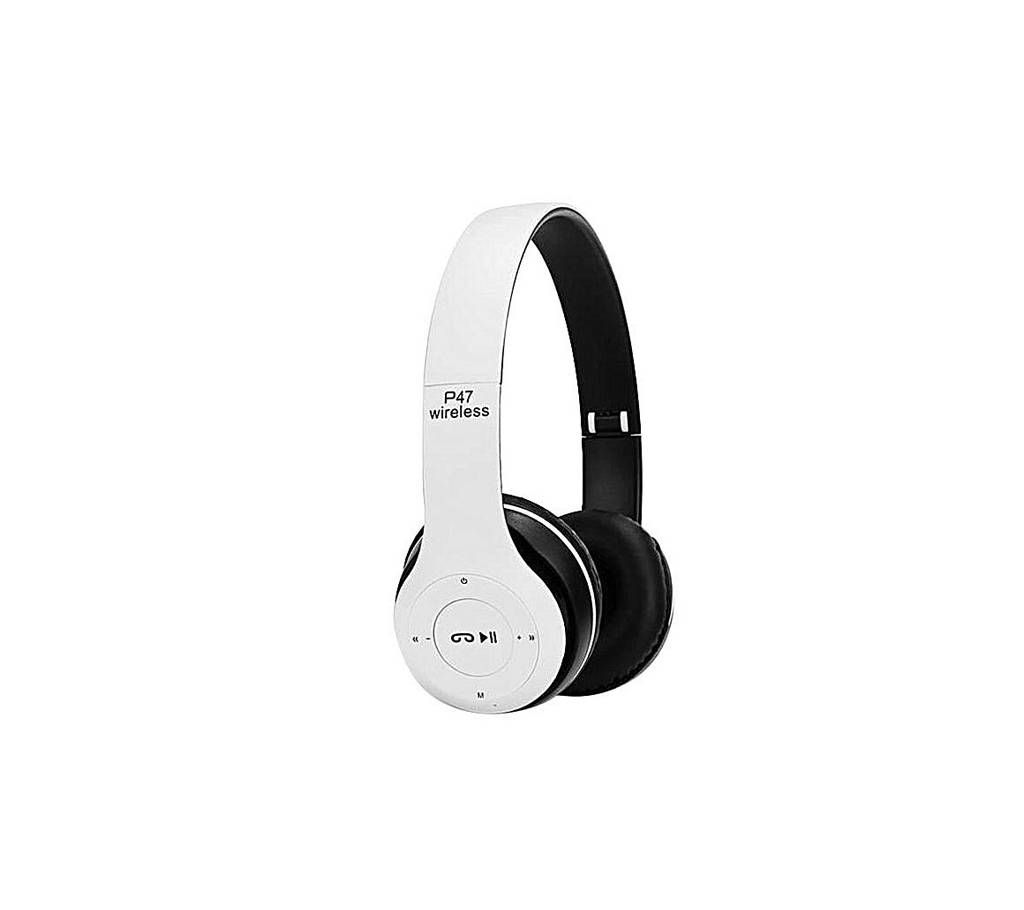 P47 - Wireless Bluetooth Headphone With SD card slot - White