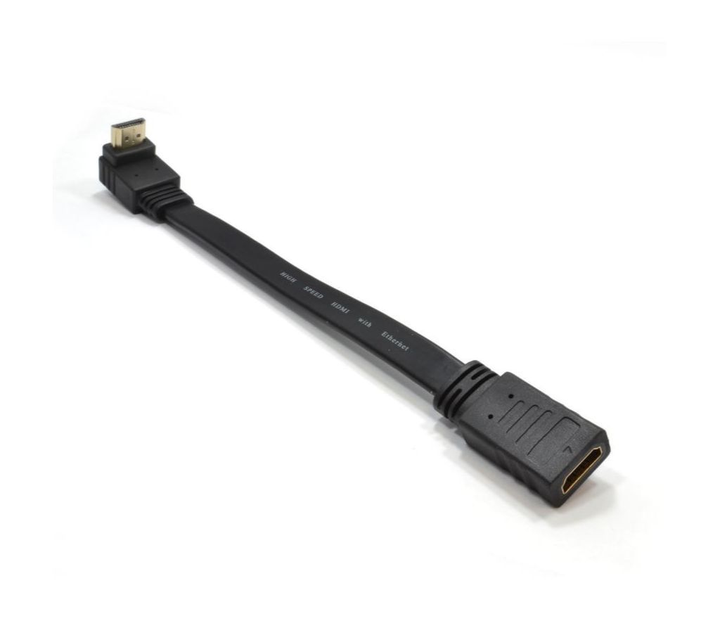20cm Right Angle 90 Flat HDMI Extension Cable Plug To Female Socket