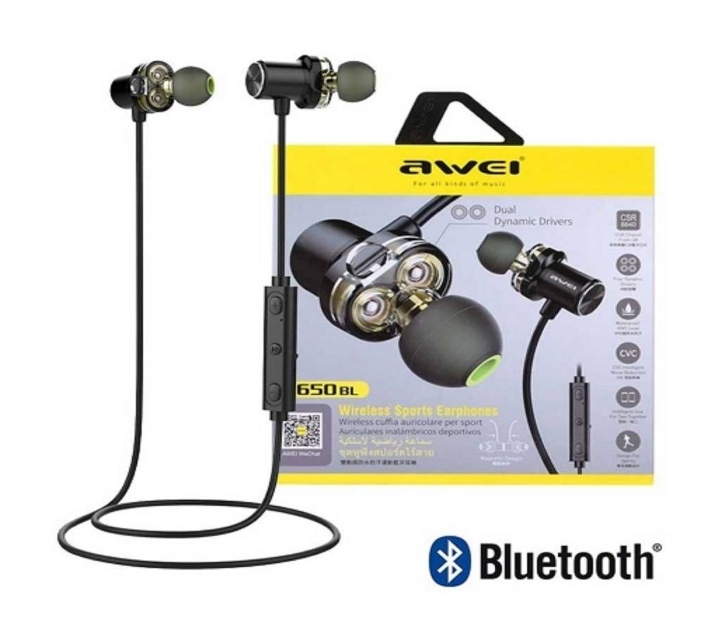 Awei X650BL Bluetooth Dual Driver Magnetic In-ear Earphone
