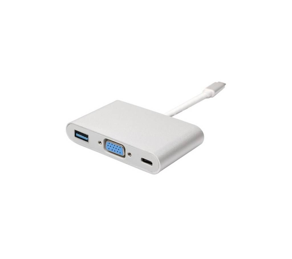 Type-C To USB+VGA +Type-C Adapter 
