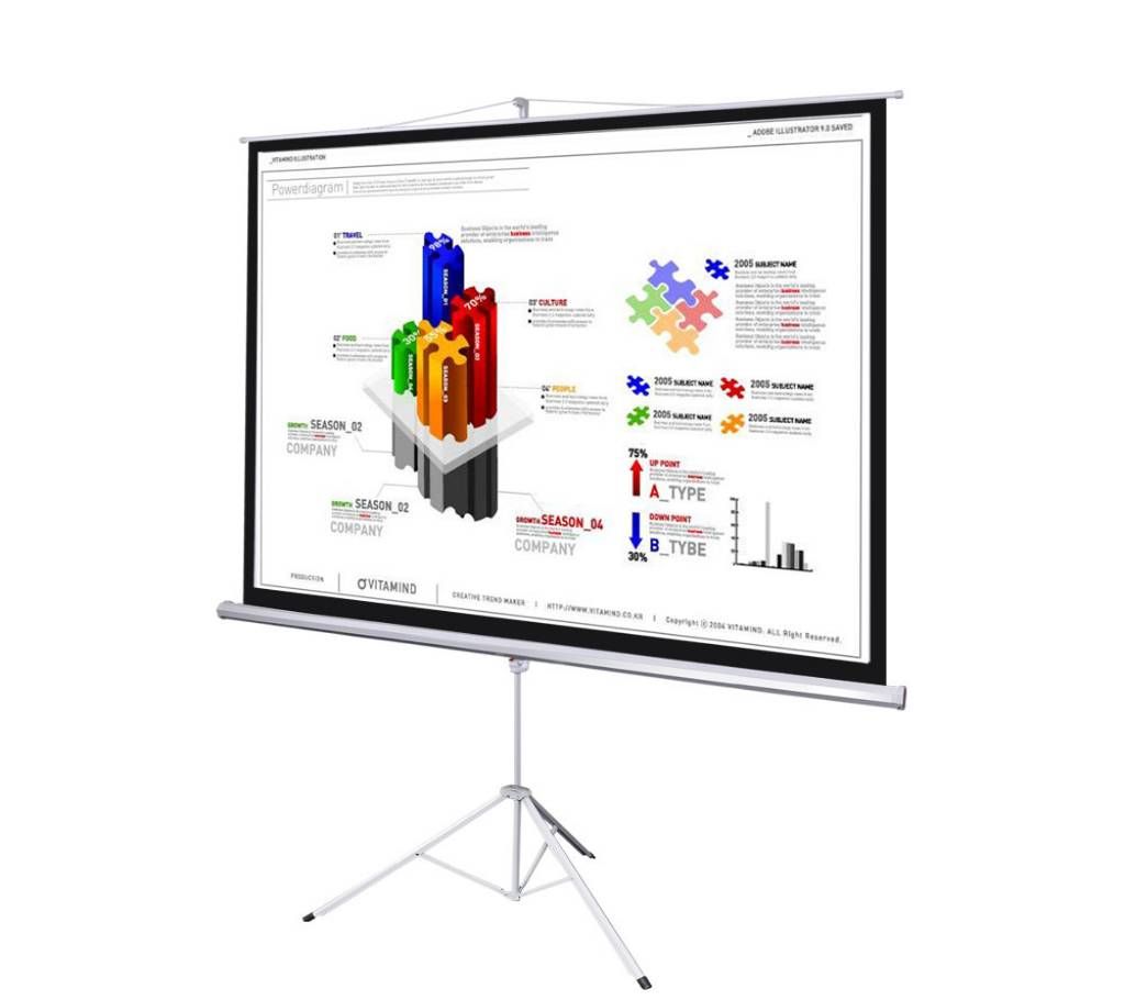 Tripod 70 x 70 Inch Matte White Surface Projector Screen