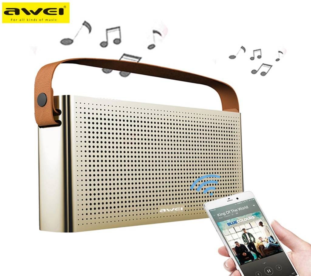Awei Y300 Portable Bluetooth Speaker with Handle AUX Input Microphone (Gold)