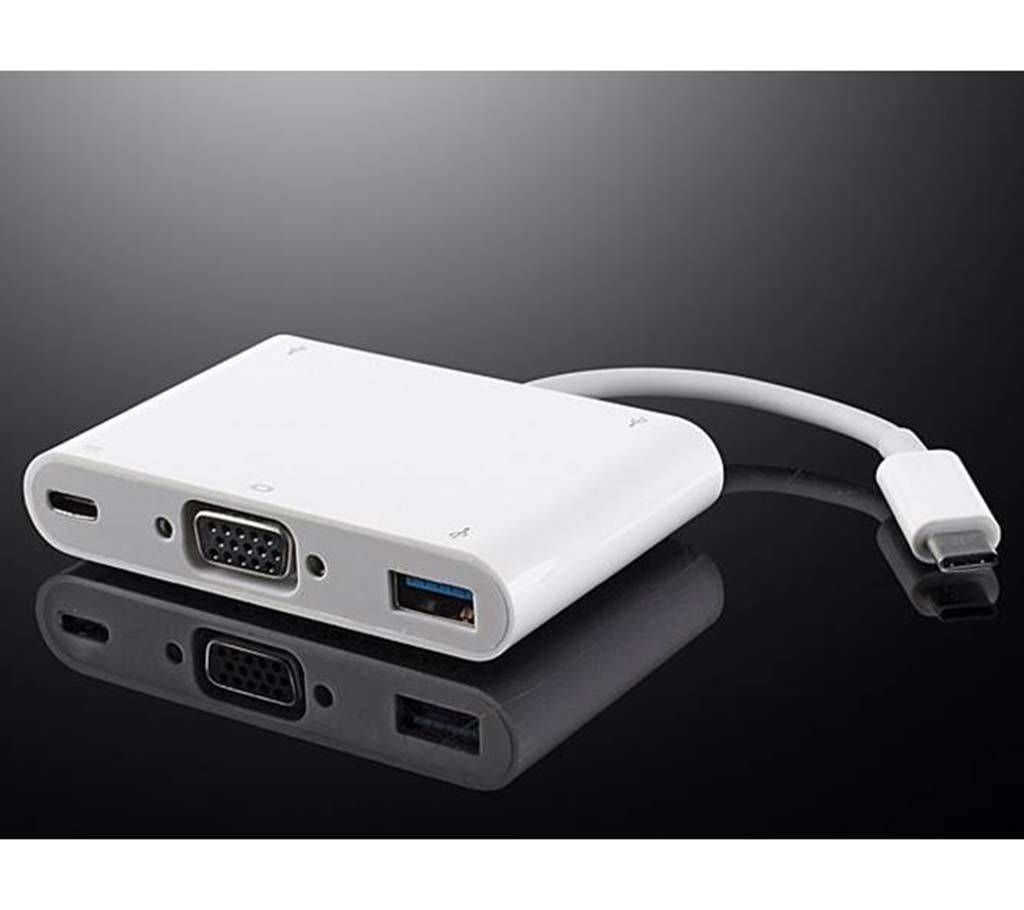 Type-C To USB+VGA+Type-C Adapter