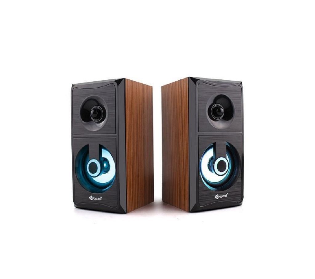 Kisonli - AC 9001 Wood PC Speaker, Computer Speaker With USB 110V/220V