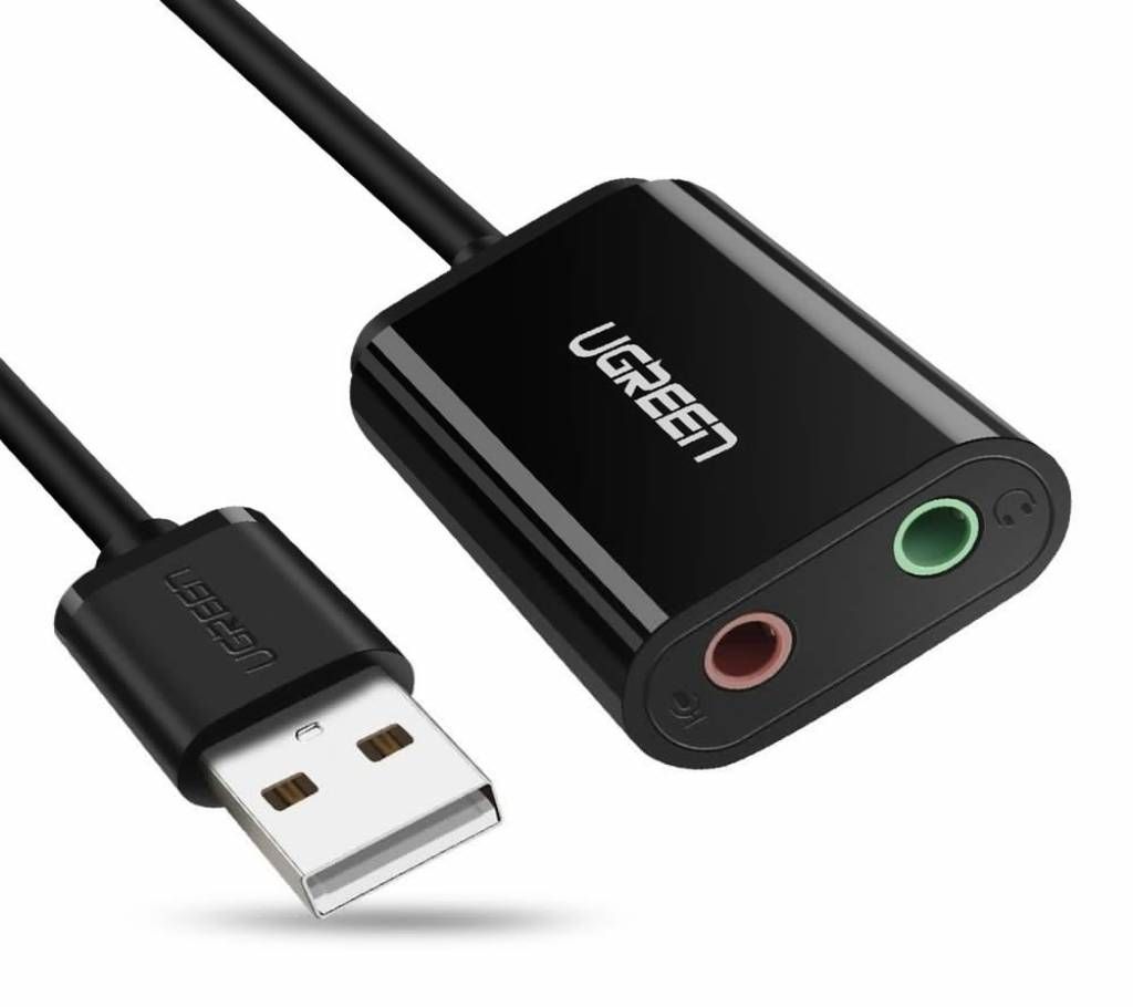 USB 2.0 External 3.5mm Sound Card Adapter Black-15CM