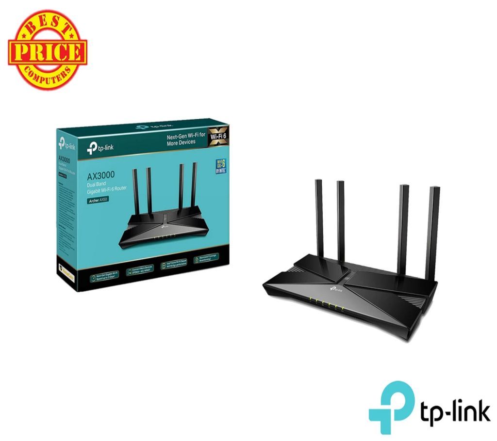 TP-Link Archer AX50 AX3000 Dual Band Gigabit Wi-Fi 6 Router (4 x External Antennas)