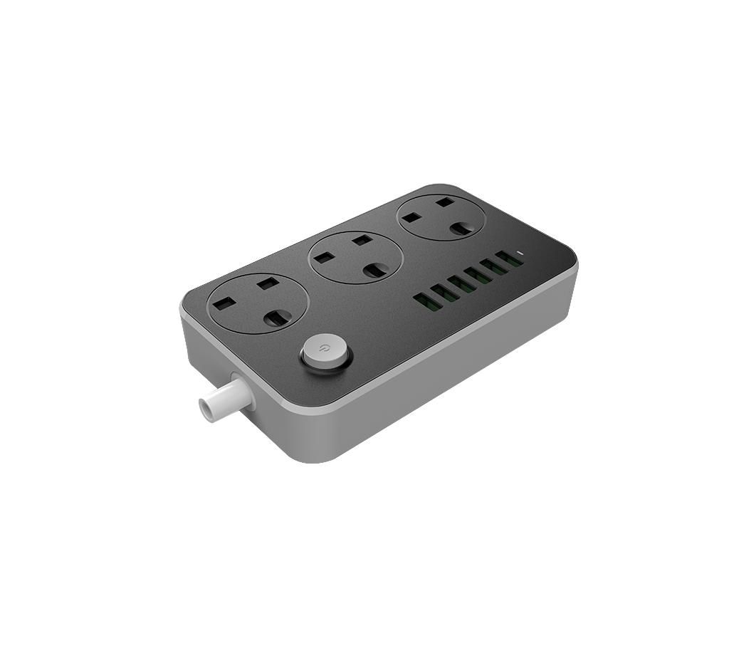 LDNIO 6 USB Charger Adapter With 3 Socket-Black