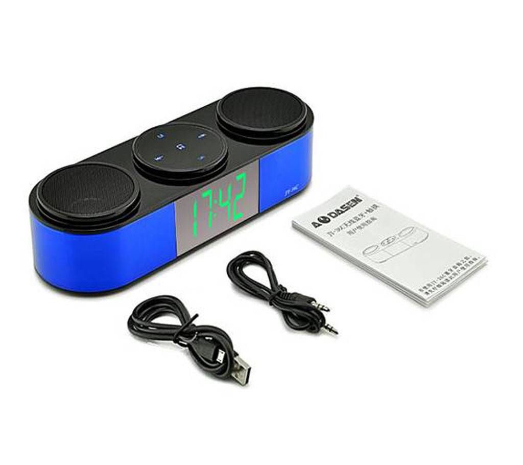 JY-36C - Bluetooth Speaker with Clock - Black and Blue