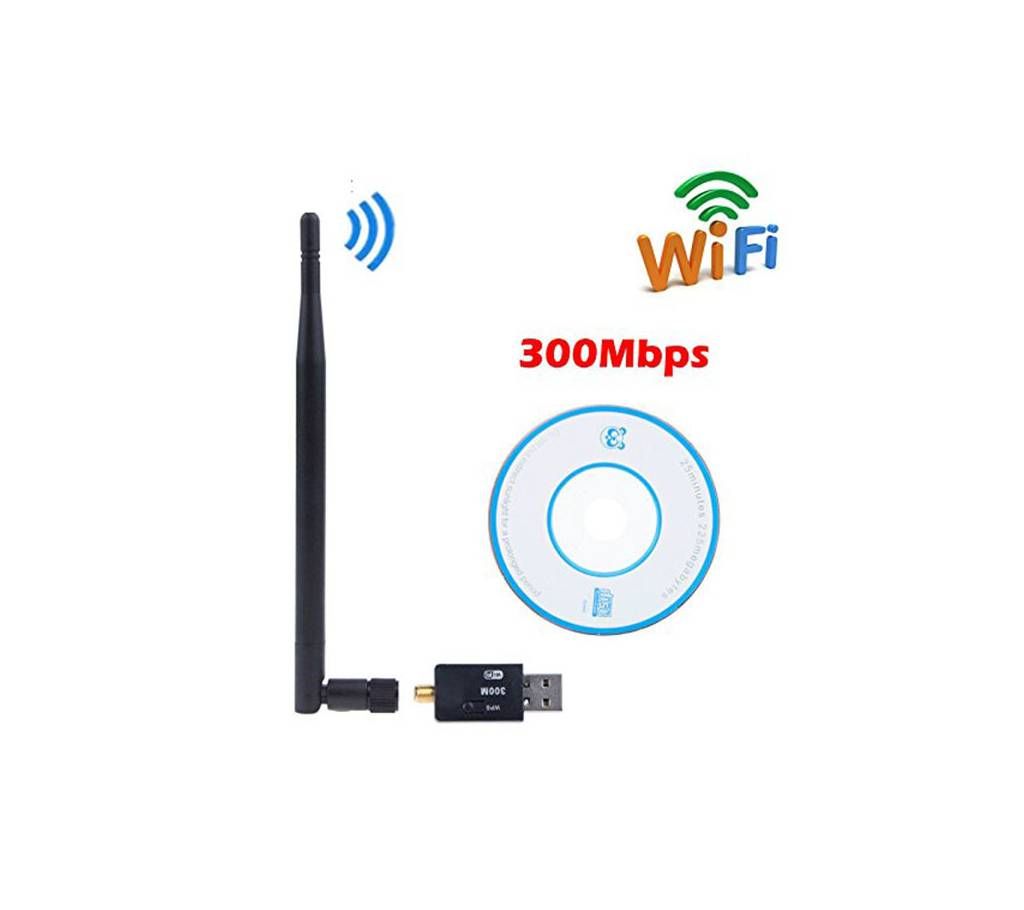 300Mbps Mini USB 2.0 Port Wireless Wifi Adapter 802.IIN With Antenna