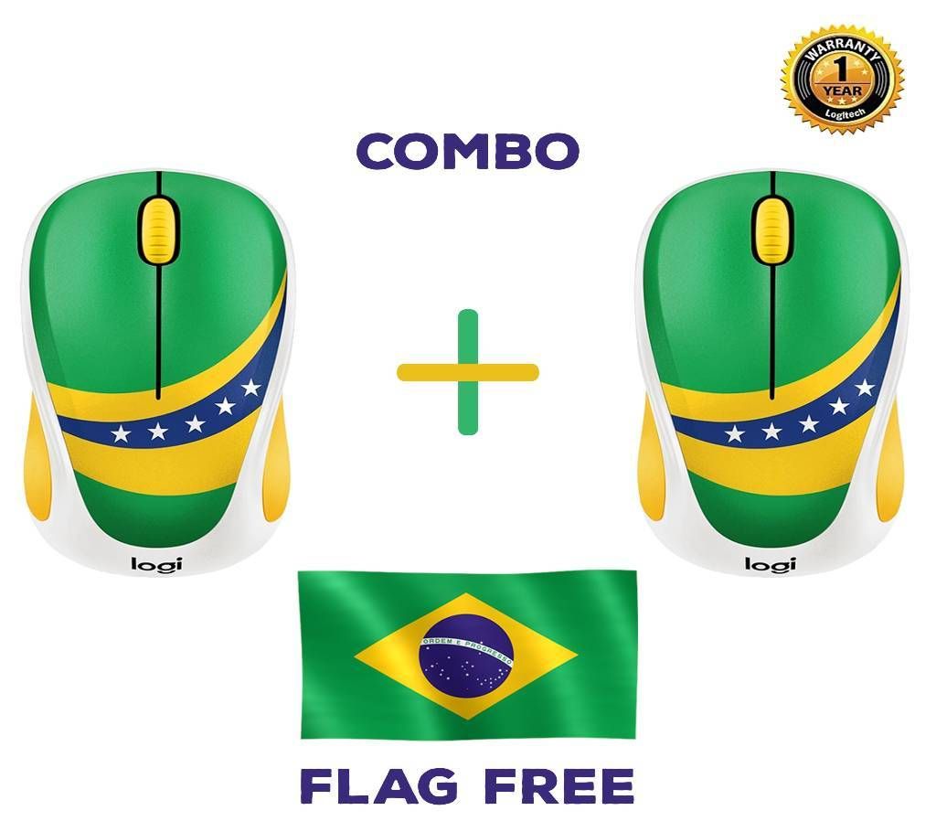 Buy 2 Logitech M238 - Brazil Wireless Mouse Get Free 5 Fit / 3 Fit Flag