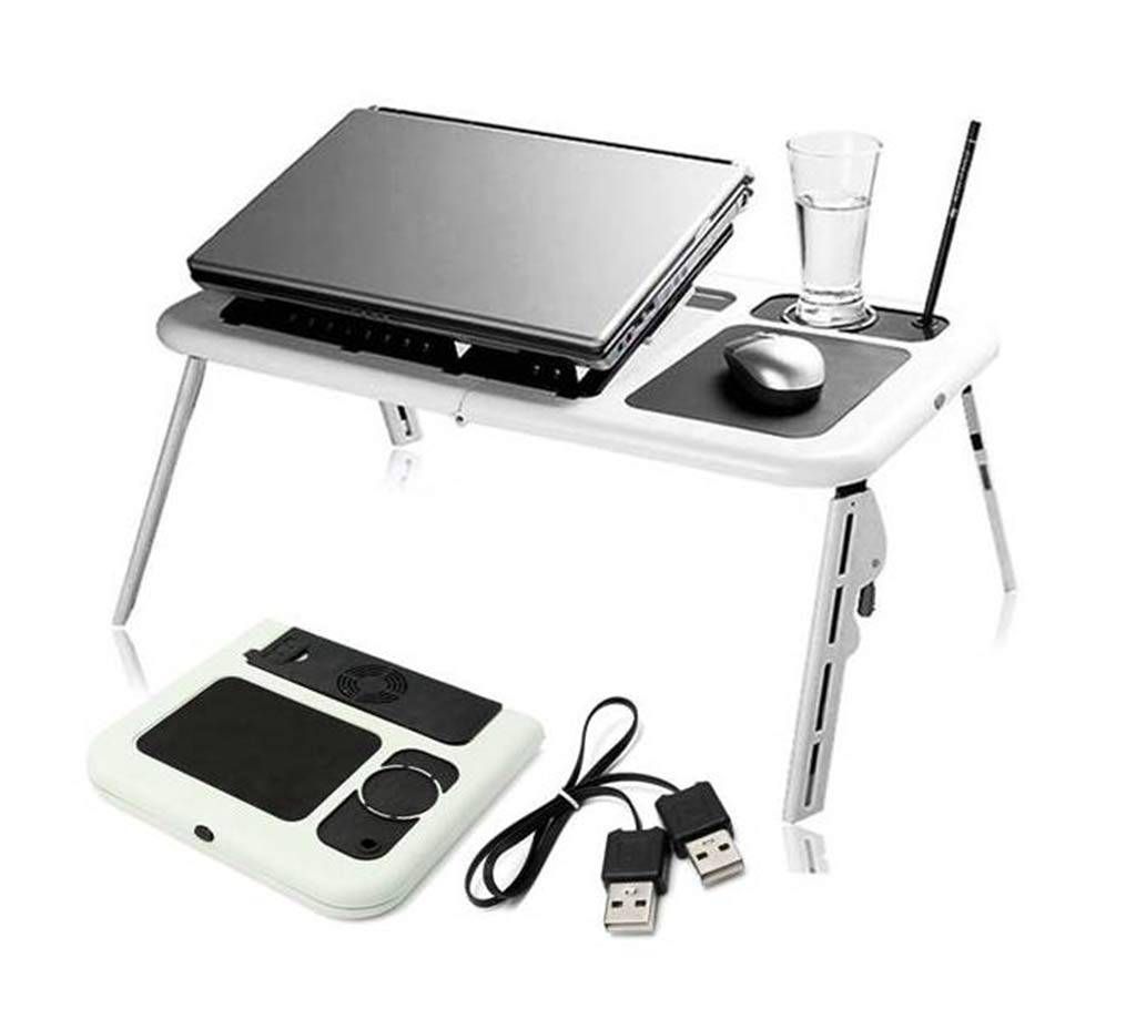 E Table-Foldable & Portable Laptop Stand with 2 USB Cooling Fans