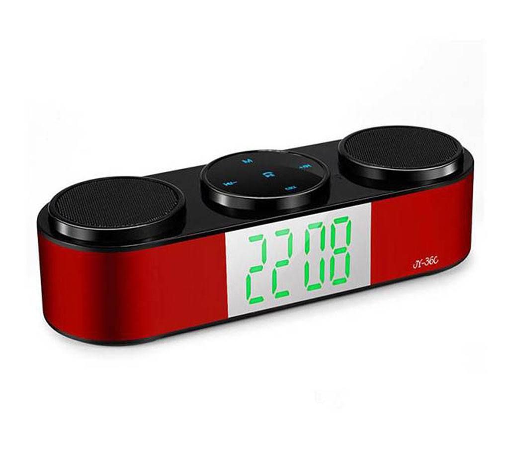 JY-36C - Bluetooth Speaker with Clock - Black and Red