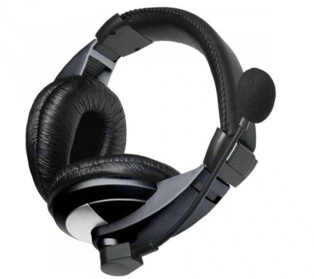 Astrum HS120 Large Stereo Headphones + Mic Large Cup - Black Wired Headset with Mic - GNG