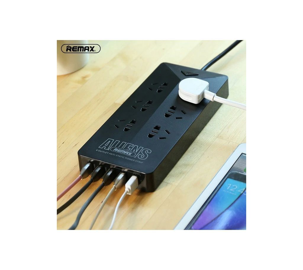 REMAX RU-S4 ALIENS 6 OUTLETS & 5-USB ANTI STATIC POWER STRIP