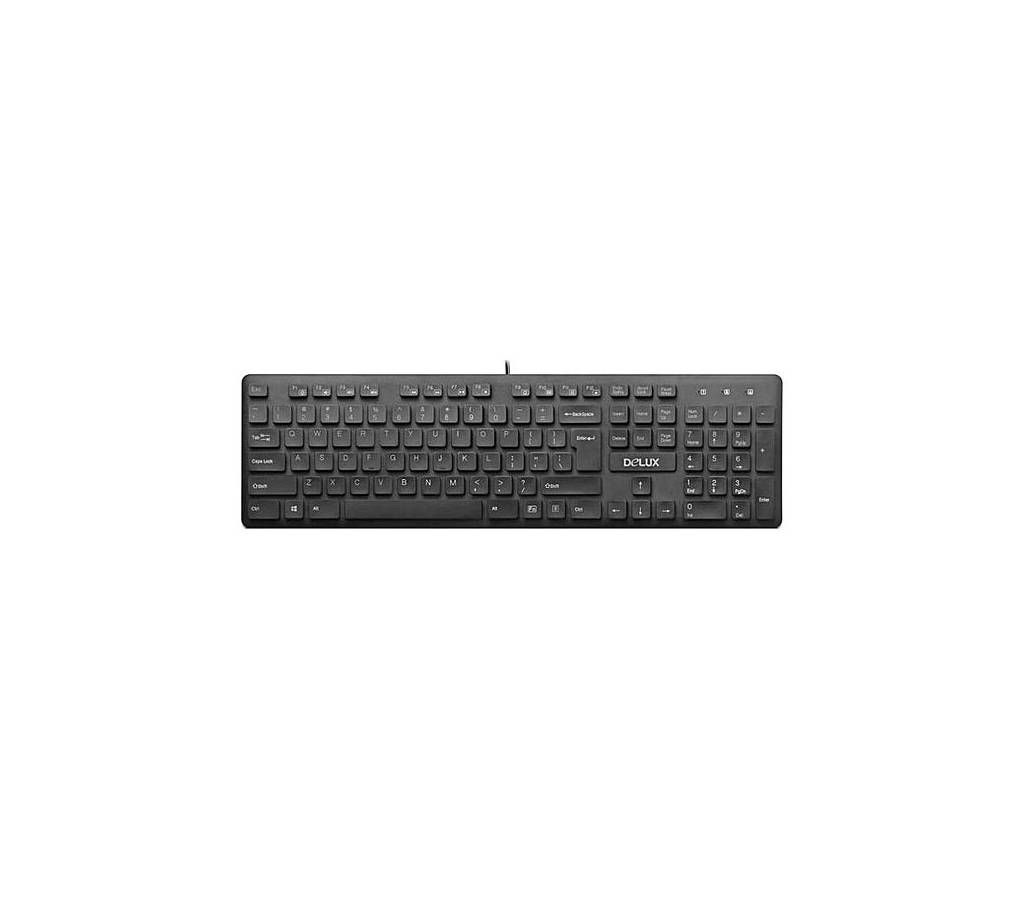 Delux KA150 Slim USB Wired Multimedia Keyboard - Black