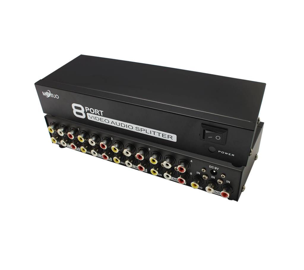 8 PORT VIDEO AUDIO SPLITTER 1 IN 8 OUT AV DIVIDER