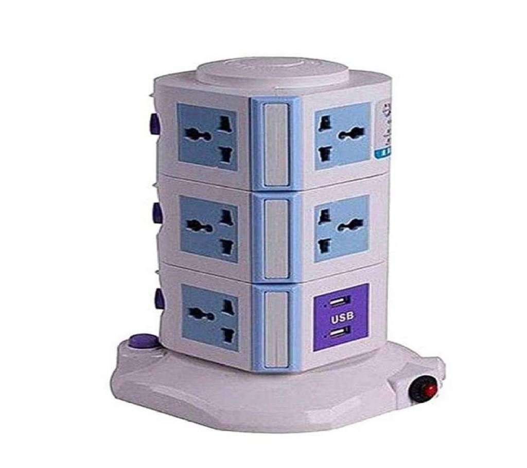 Multi-Plug with 2 USB Port 3 Layer - Blue