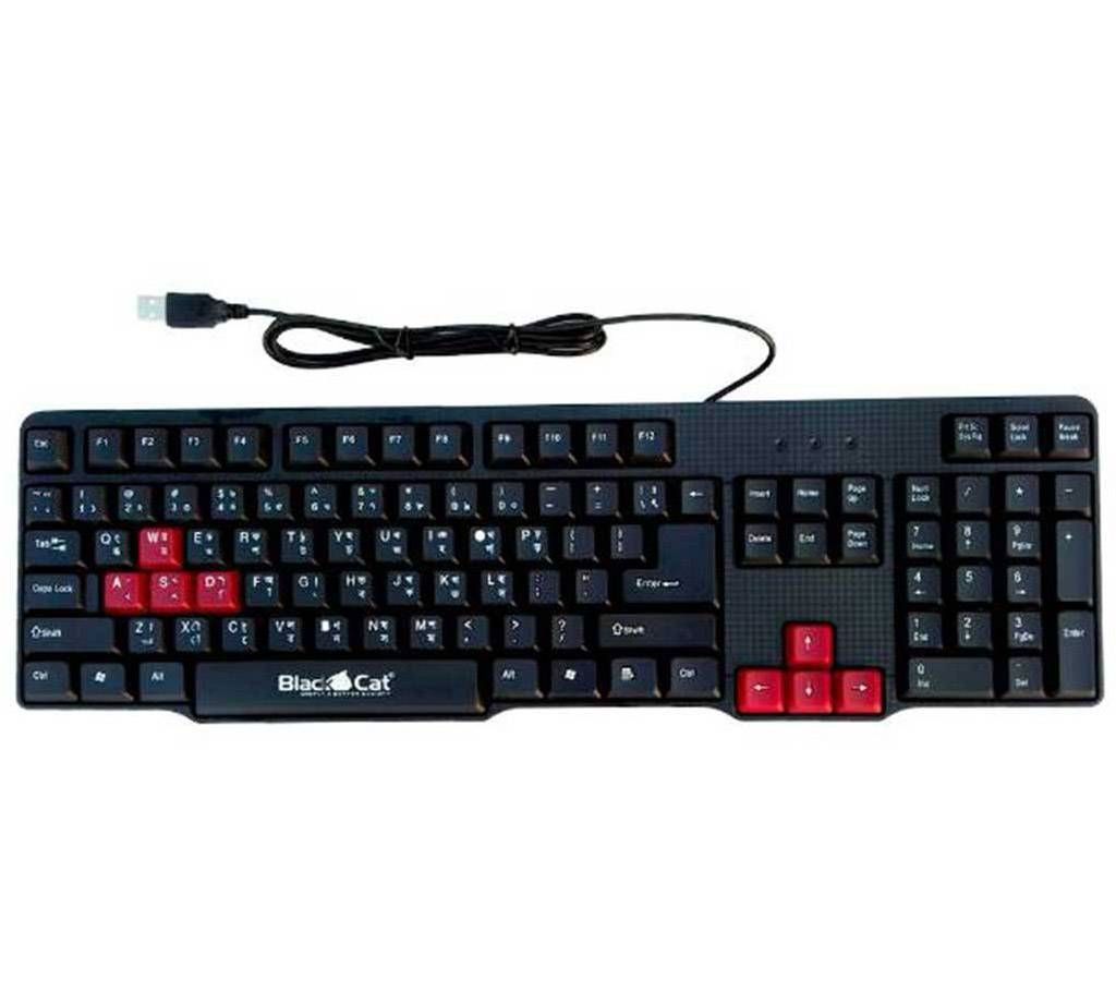 Black Cat USB key board with gaming Key