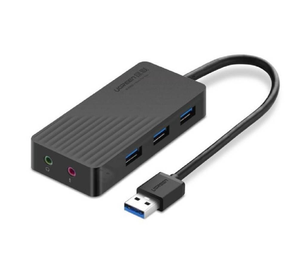 3-Port USB 2.0 Hub with External Stereo Sound Adapter-1M