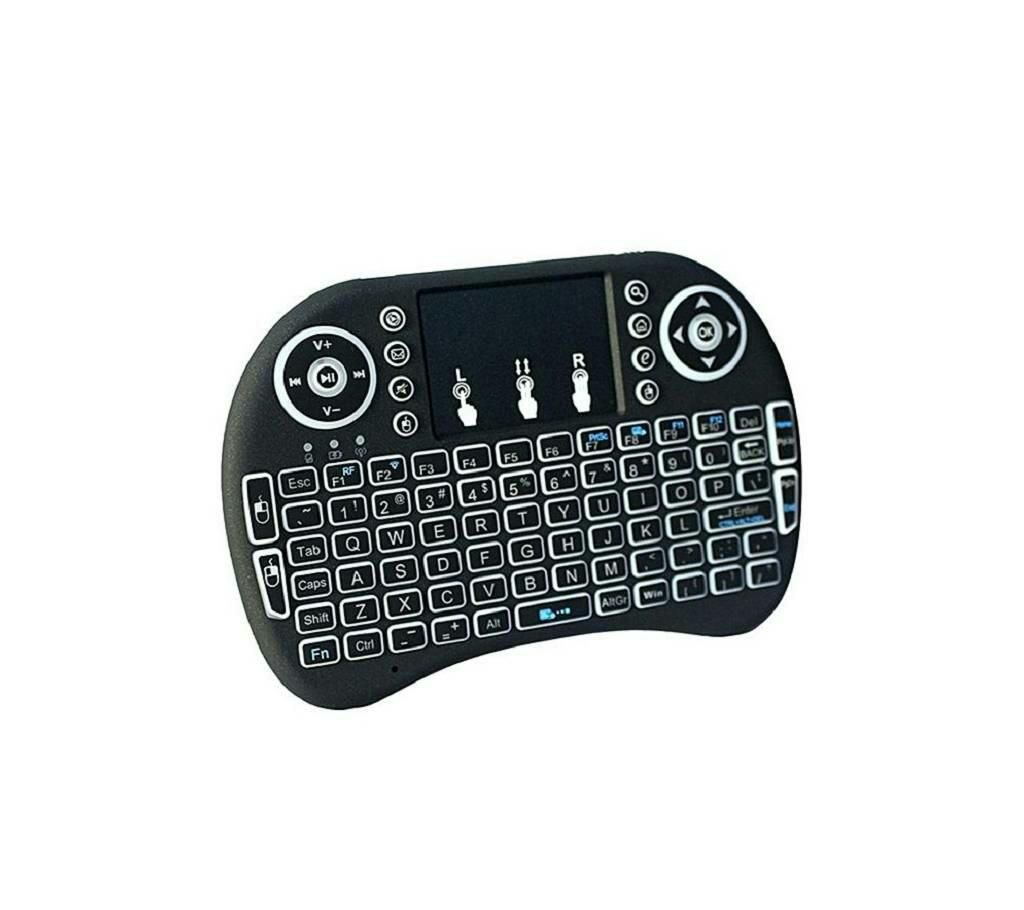 i8B Wireless Backlit Mini Keyboard With Touch Pad  Black