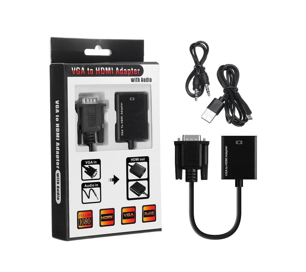 VGA TO HDMI CONVERTER CABLE ADAPTER WITH AUDIO 1080P