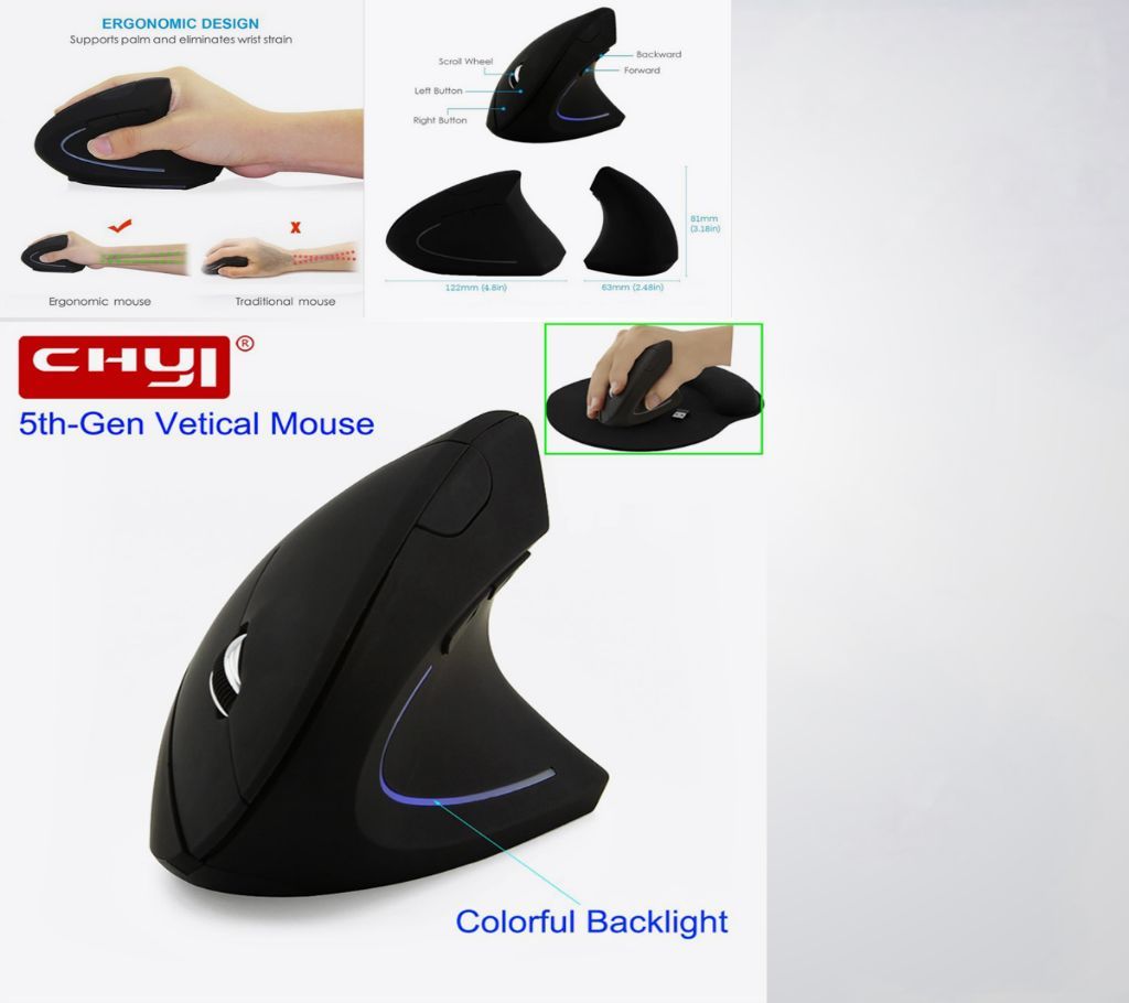 Wireless Mouse Ergonomic Optical 2.4G