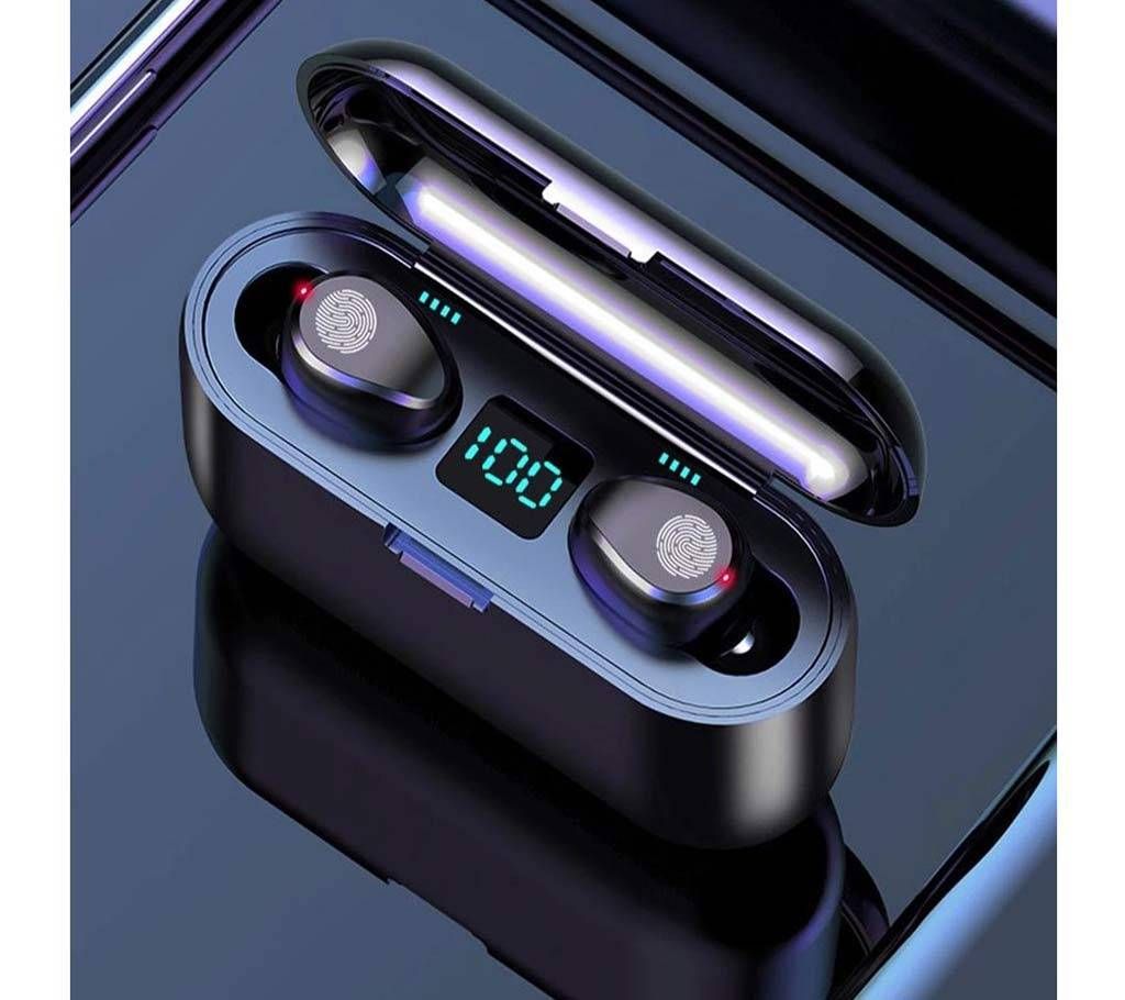 F9 TWS Breathing Light Digital Display Touch Wireless Stereo Bluetooth 5.0 Charging Bin Mini Invisible Sports Headphones Dual Microphone 2000 mAh