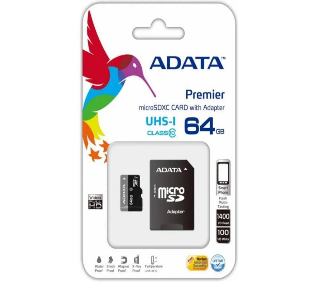 ADATA Premier Micro SDXC UHS-I 64GB (video Full HD) +SDHC adapter