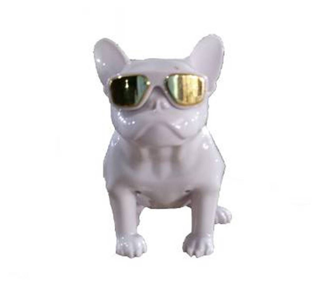 BMI-WIRELESS BLUETOOTH SPEAKER-DOG GOLD GLASSES FRENCH-WHITE