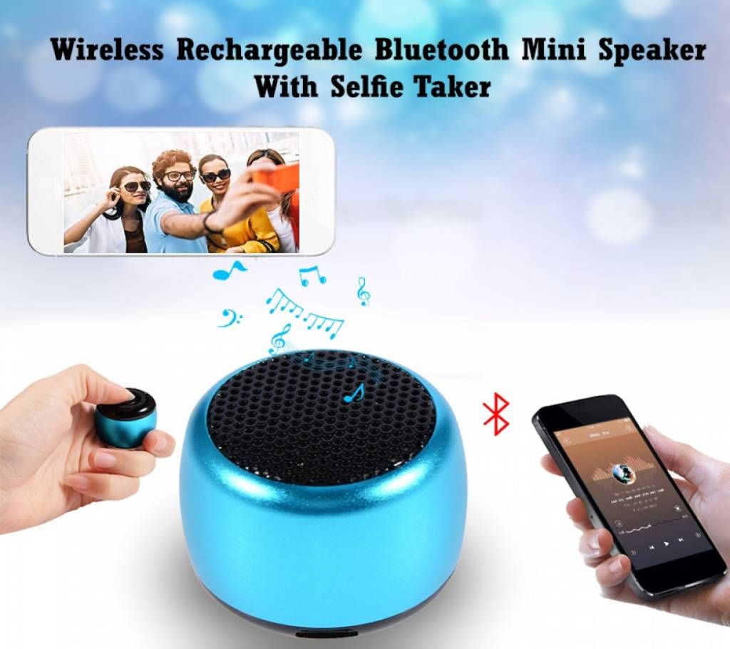 Coin sized aluminum speaker with Remote shutter