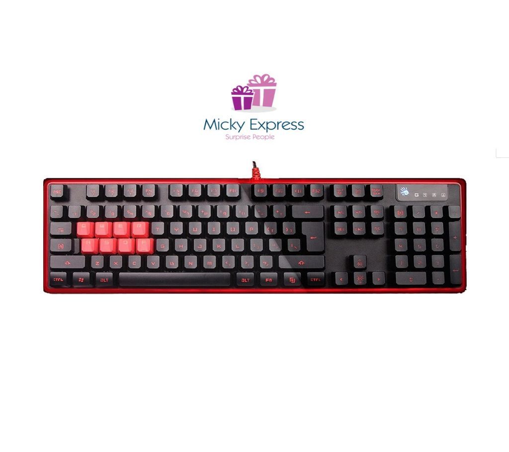 A4 Tech Bloody B2278 8 Optic Switch(QWER ASDF) Blue Switch Black Red Gaming Keyb