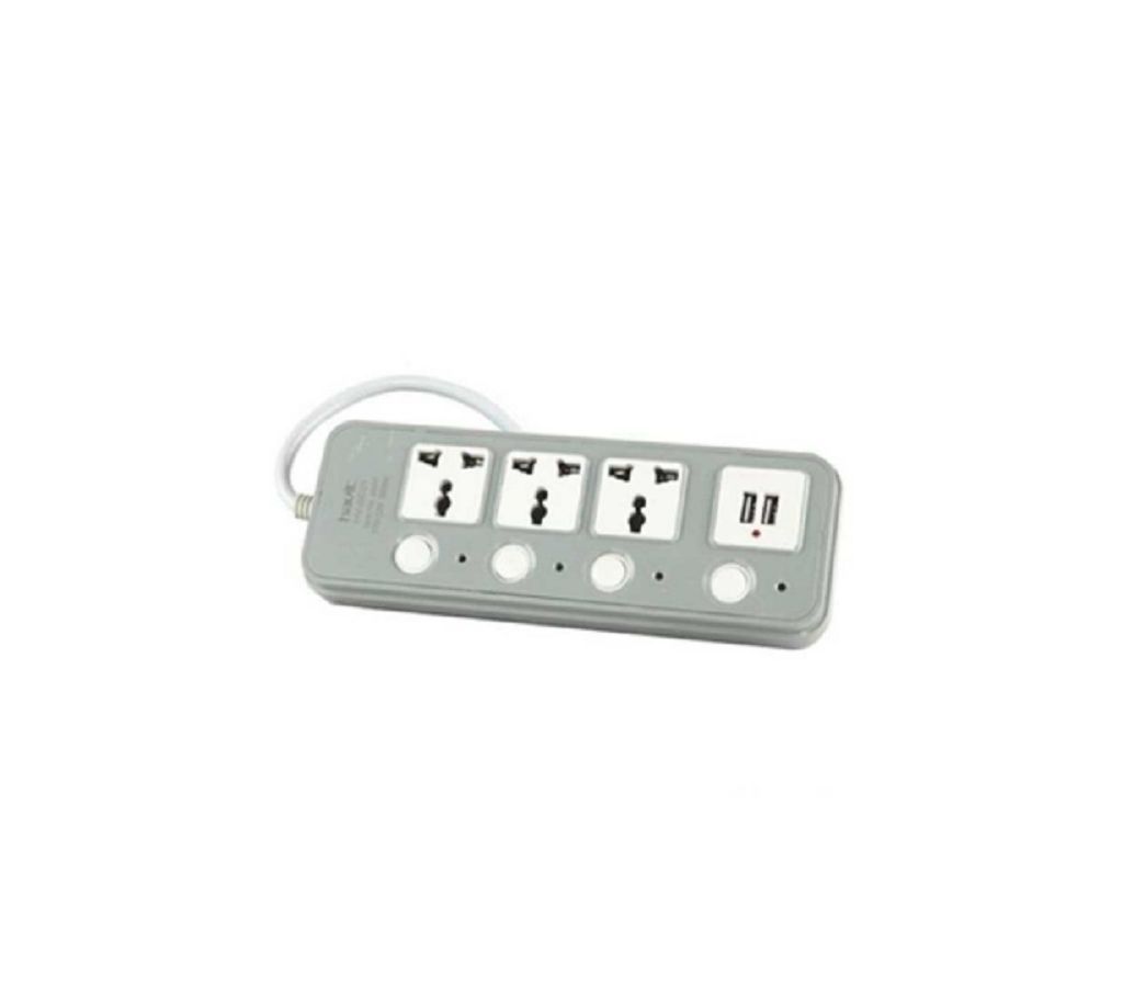 HV-SC01 Power Strip with USB Port Multi Plug  - Light Grey