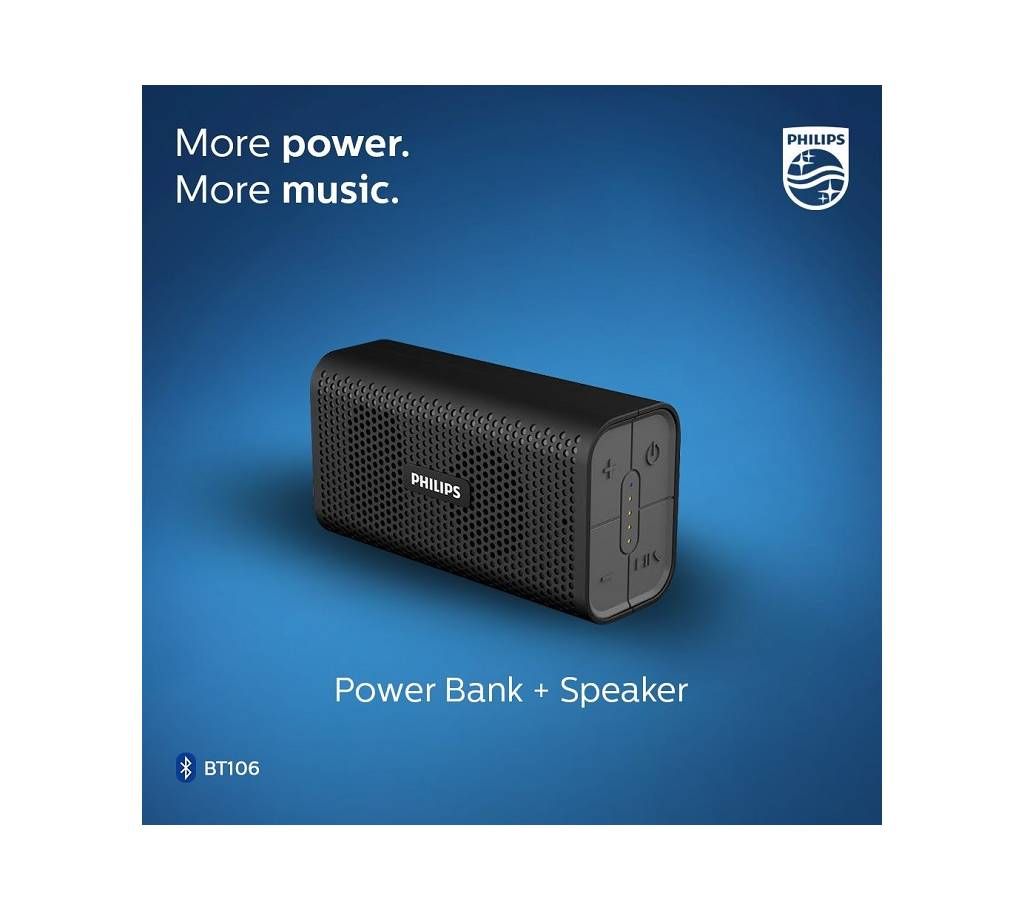 Philips BT 106 Bluetooth Speaker with Built-In Power bank