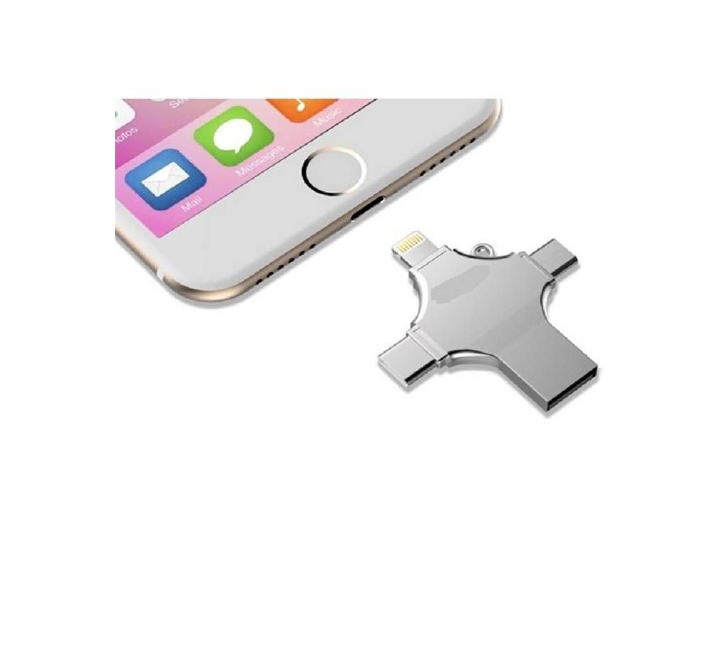 4 in 1 Pen-Drive 128GB Metal Body OTG Pendrive USB 3.0 Android & ISO Type-c PC